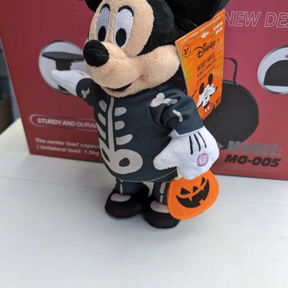 11 Inch Disney Mickey Mouse Skeleton Animated Musical Plush Waddler‎